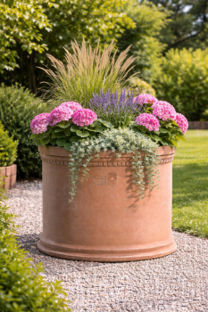 Preview: Griechischer Terracotta Zylinder von Poggi Ugo aus Impruneta – handgefertigt und frostfest